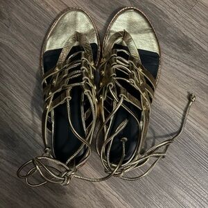 Gold Strappy Women's Sandals